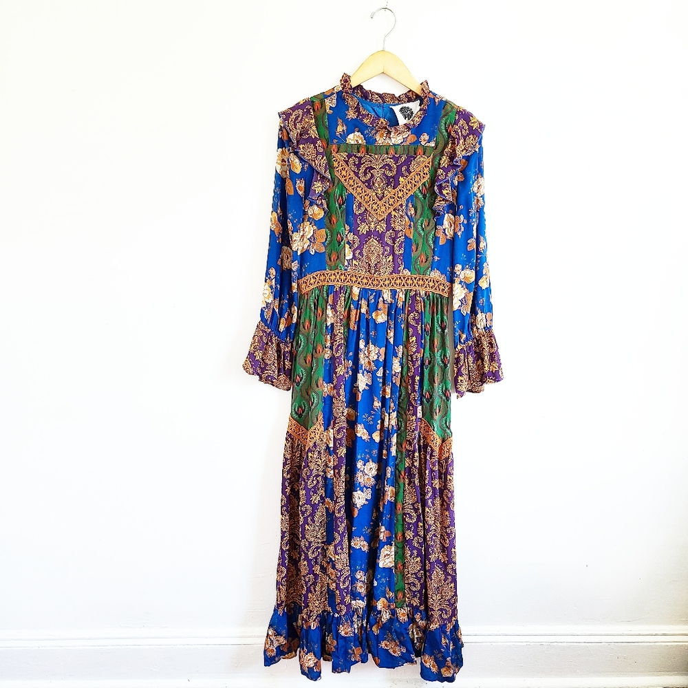 Let Me Be
Multi Floral Ruffle Silk Maxi Dress | S